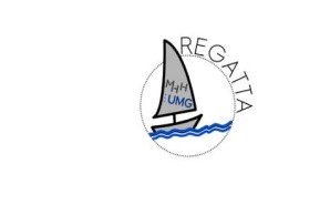 Regatta-logo, ein gezeichnetes Segelschiff mit MHH-Logo