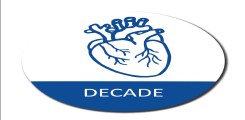 DECADE-Logo, Zeichnung eines Herzens in Blau auf weißem Grund